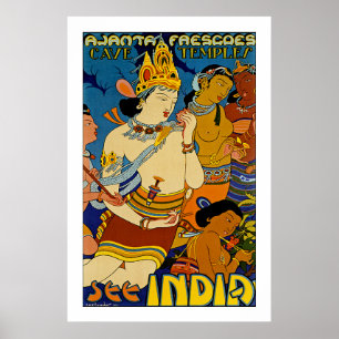 Se Indien - Ajanta Frescoes Poster