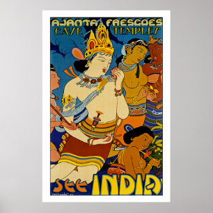 Se Indien ~-Ajanta Frescoes Poster