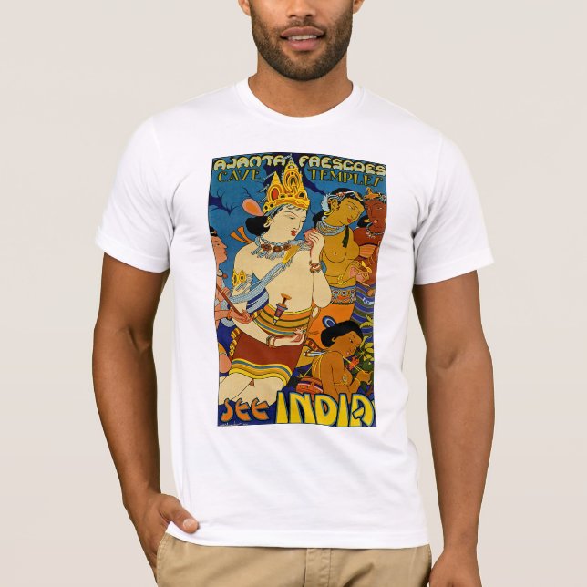 Se Indien ~ Ajanta Frescoes Tee Shirt (Framsida)