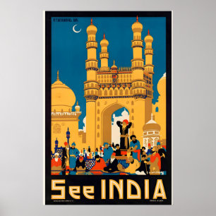 Se Indien Hyderabad Charminar Vintage Resa Poster
