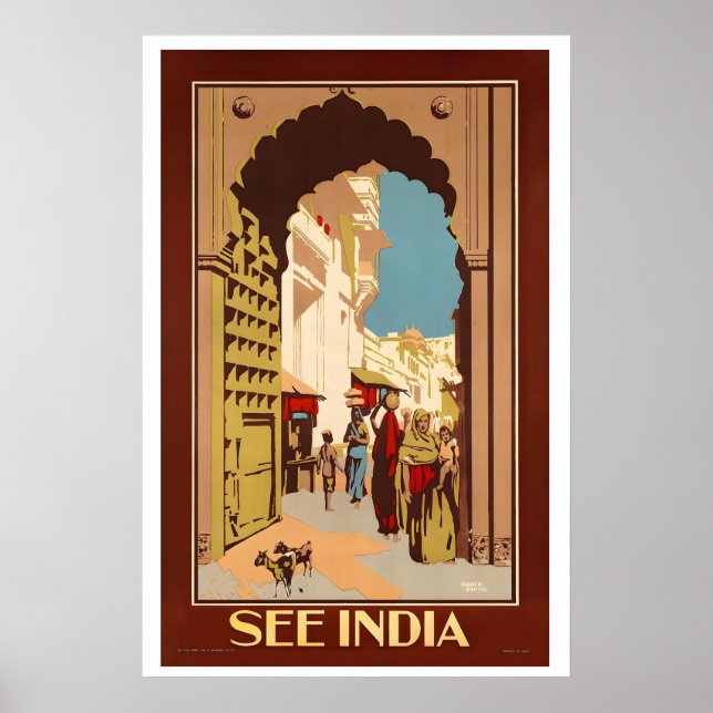 Se Indien Vintage Resemalannansning Poster (Framsidan)