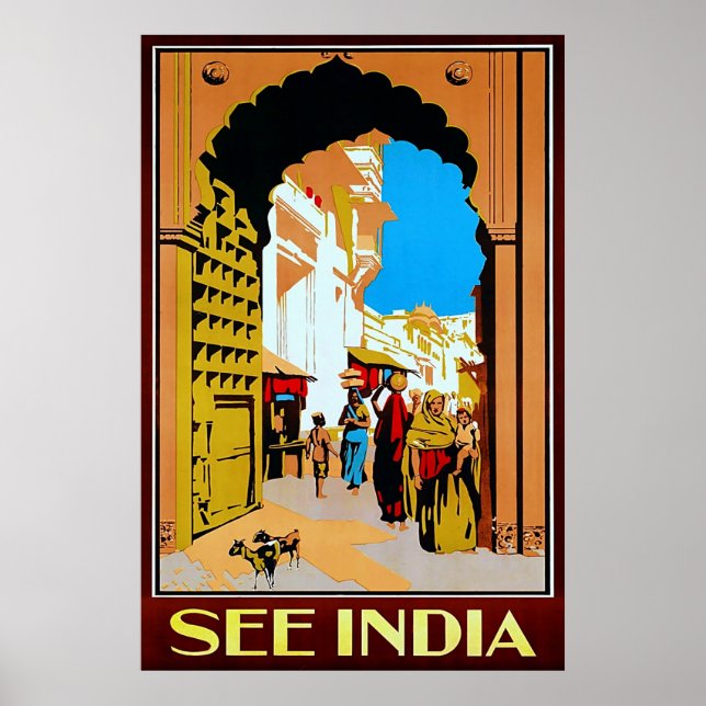 Se Indien ~ Vintage resor Poster (Framsidan)