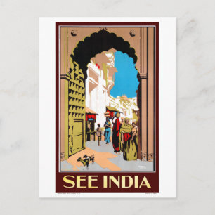 Se Indien Vintage resor Poster återställd Vykort