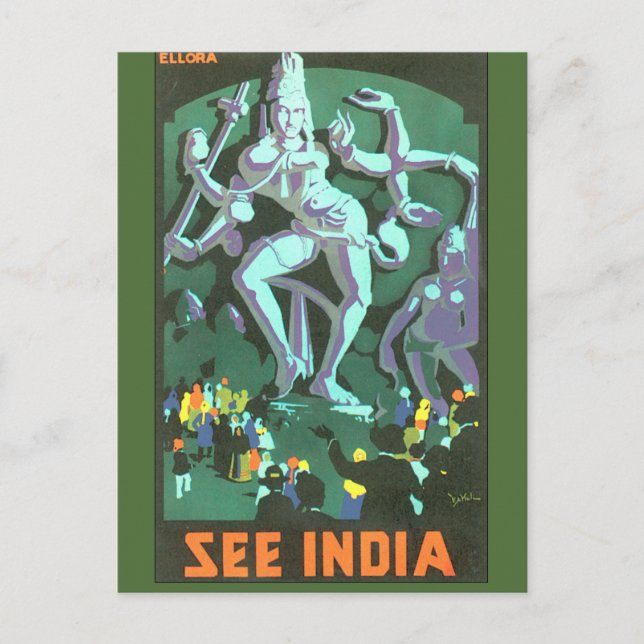 Se Indien Vintage resor Poster Vykort (Framsida)