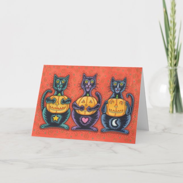 SE INGA EVIL SVARTA KATTER & JACKAR GREETING CARD  KORT (Framsida)
