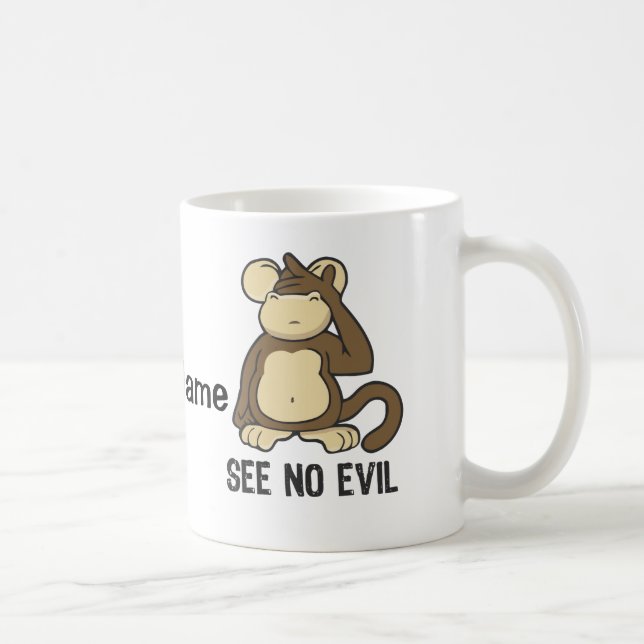 Se inga ondskaapor - personifiera kaffemugg (Höger)