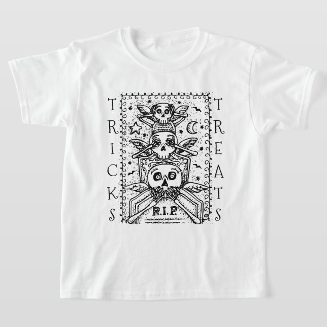 SE INGEN EVIL CEMETERY SKELETON BUS ELLER GODIS T SHIRT (Laydown)