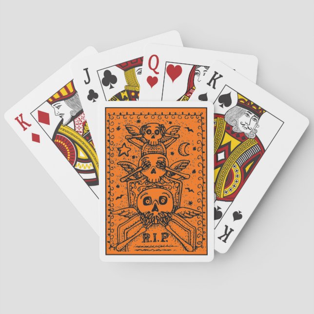 SE INGEN EVIL CEMETERY SKELETON GRAVSTEN, HALLOWEE CASINOKORT (Baksidan)