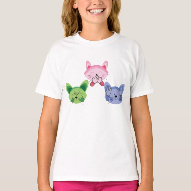 Se ingen ondska, lyssna, säg inga onda katter. t shirt (Framsida)