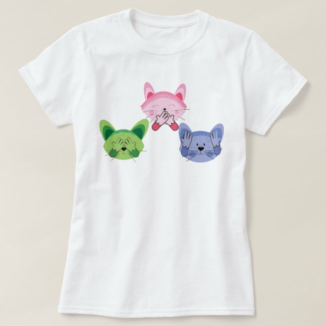 Se ingen ondska, lyssna, säg inget ondskefullt Cat T Shirt (Design framsida)