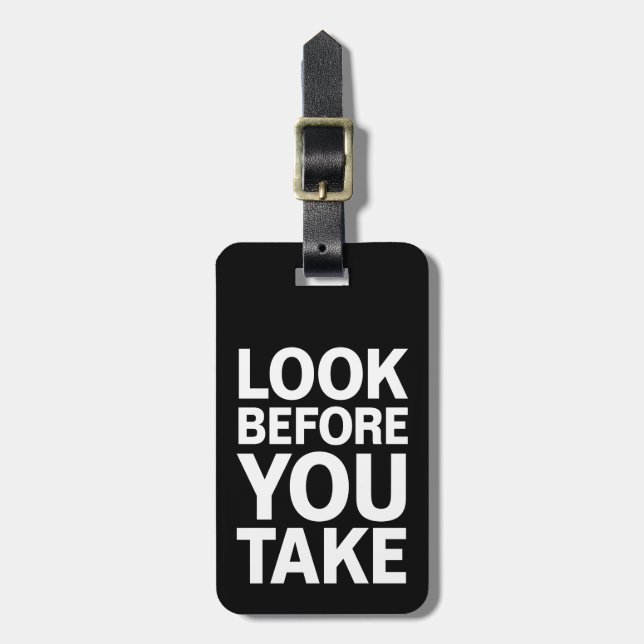 Se innan du tar (anpassningsbara) bagagebricka (Vertikal Framsida)