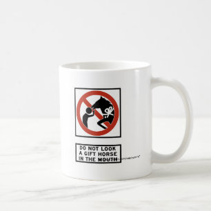 Se inte en gåvahäst i munnen undertecknar kaffemugg
