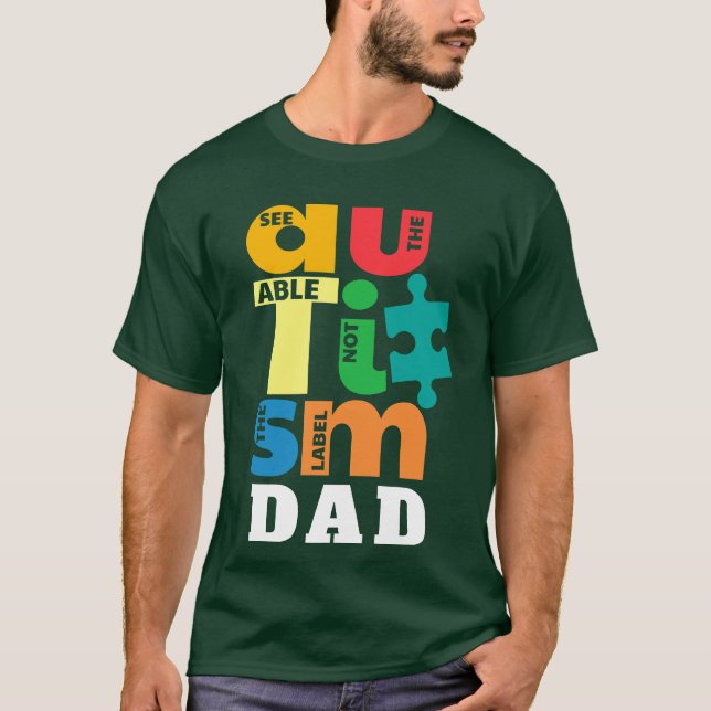 Se inte etiketternas tism Pappa T Shirt (Framsida)