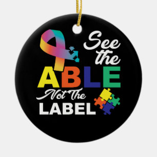 Se inte märkningens autism-medvetande julgransprydnad keramik