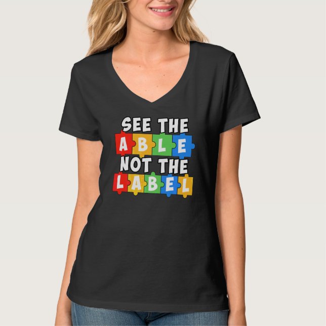 Se inte märkningens "puzzle Autism Awareness" T Shirt (Framsida)