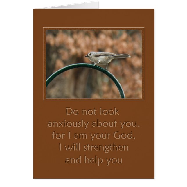 Se inte orolig på fågeln på bålen hälsningskort (Framsidan)