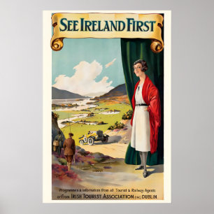 Se Irland först Vintage reseinformation affisch