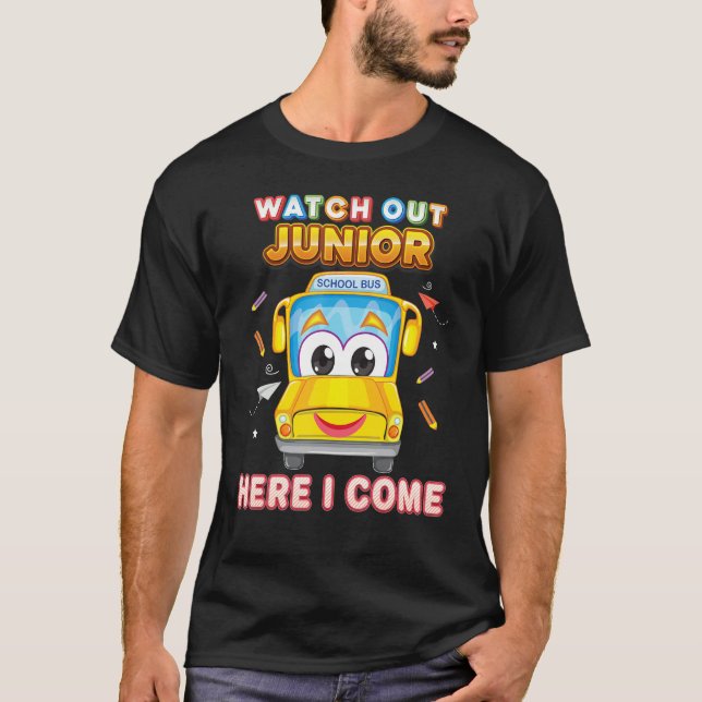 Se Junior här i Kom School Buss Kid Studen T Shirt (Framsida)