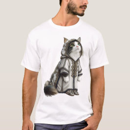 Se katt i autentisk broderad Selham T Shirt