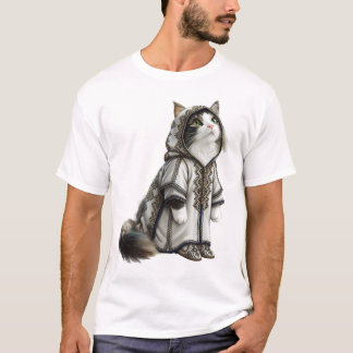 Se katt i autentisk broderad Selham T Shirt