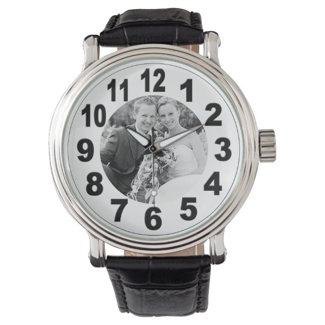 Se med stora nummer och din bild armbandsur (Framsida)