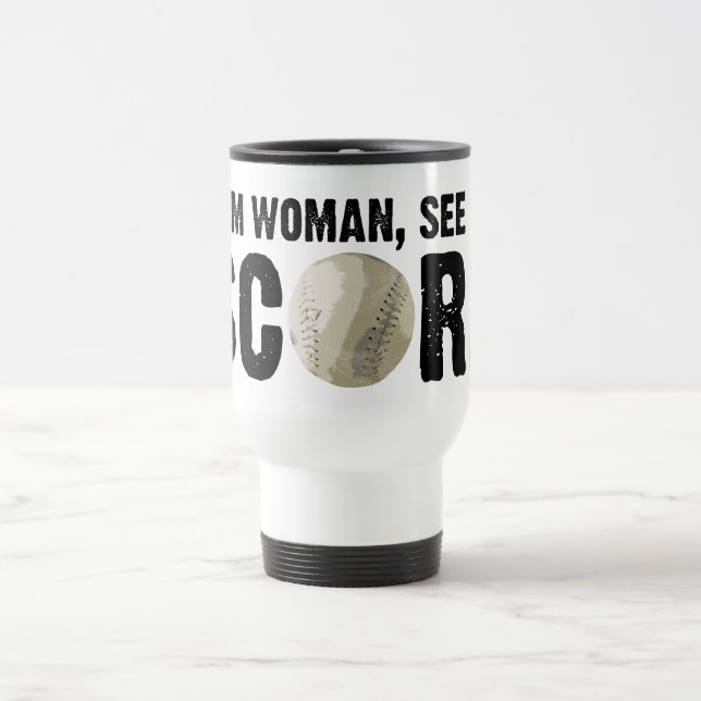 Se mig göra poäng - softballmuggen resemugg (Center)