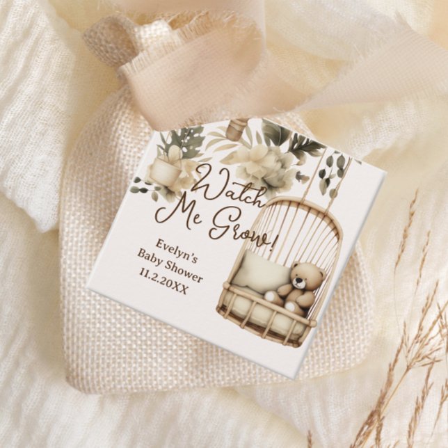Se mig Grow Boho Baby Shower Seed Gåvor Etiketter (Skapare uppladdad)