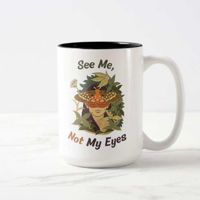 Se mig, inte Ögonen - blindens medvetenhet Två-Tonad Mugg (Höger)