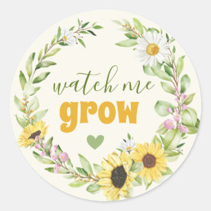 Se mig odla solrosblommor, babyskor, plantstickor runt klistermärke