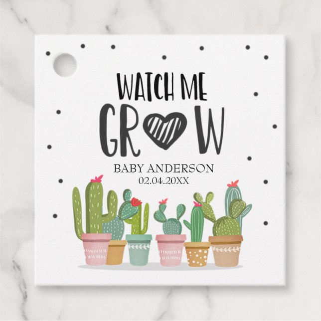 Se mig växa Grönt Cactus Succulent Fiesta Gåvor Etiketter (Framsida)