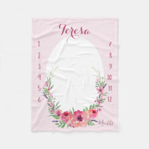 Se mig växa - Rosa vattenfärg Fleecefilt