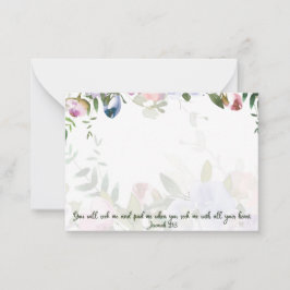 Se min med ditt hjärta, rosa och blå blommigt anteckningskort