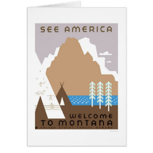 Se Montana & Amerika 1938 WPA Hälsningskort
