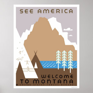 Se Montana & Amerika 1938 WPA Poster
