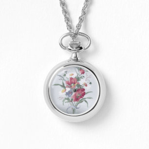 Se NECKLACE KVINNORS FLOWER STIL Armbandsur