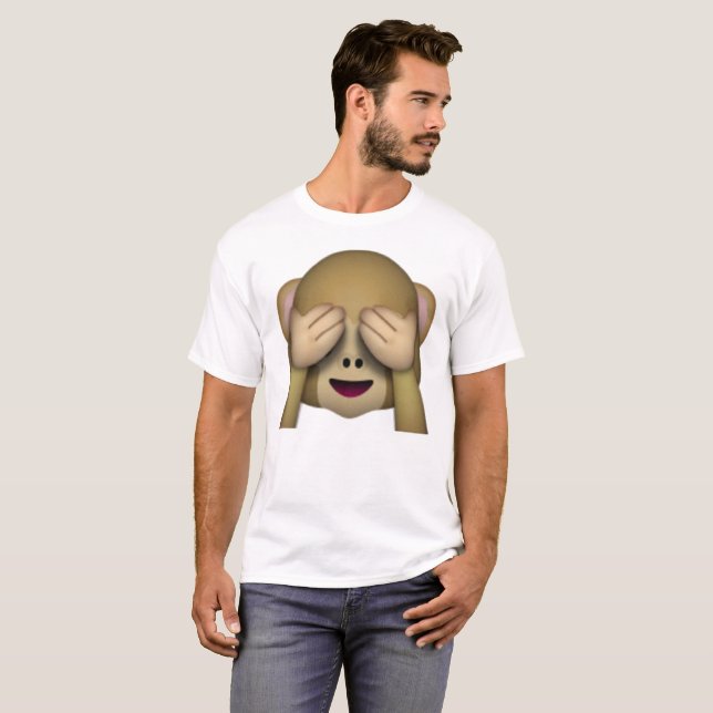 Se No Evil Monkey - Emoji Tee Shirt (Hel framsida)