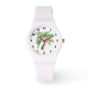 Se på Cute strand rosa flamingo Armbandsur
