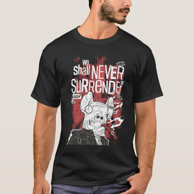 Se på Hundar legion Gris-mask som vi aldrig kommer T Shirt (Framsida)