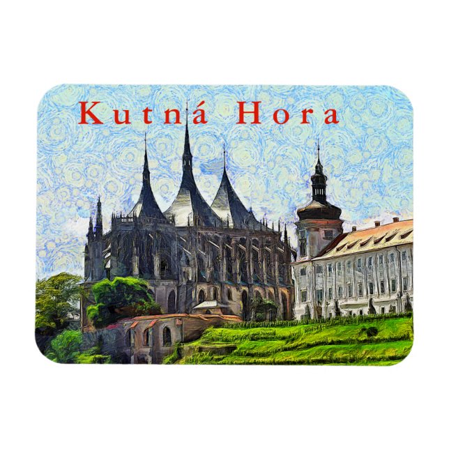 Se på St. Barbara' katedral i Kutná Hora. Magnet (Horisontell)