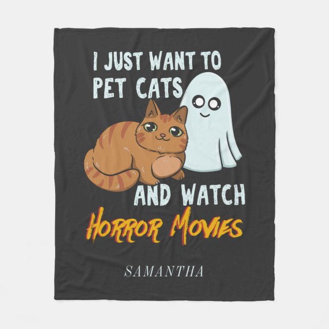 Se Personligen för skräckfilmer och sällskapsdjur Fleecefilt (Framsidan)