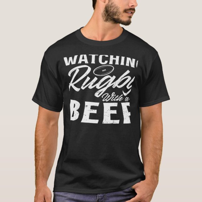 Se Rugby med en öl rugby T Shirt (Framsida)