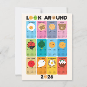 Se runt Kawaii 2026-kalendern Vykort