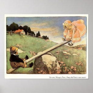 Se Saw, Margery Daw Nursery Rhyme Print Poster