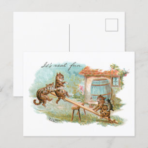 Se Saw Play Ground Cats Vykort