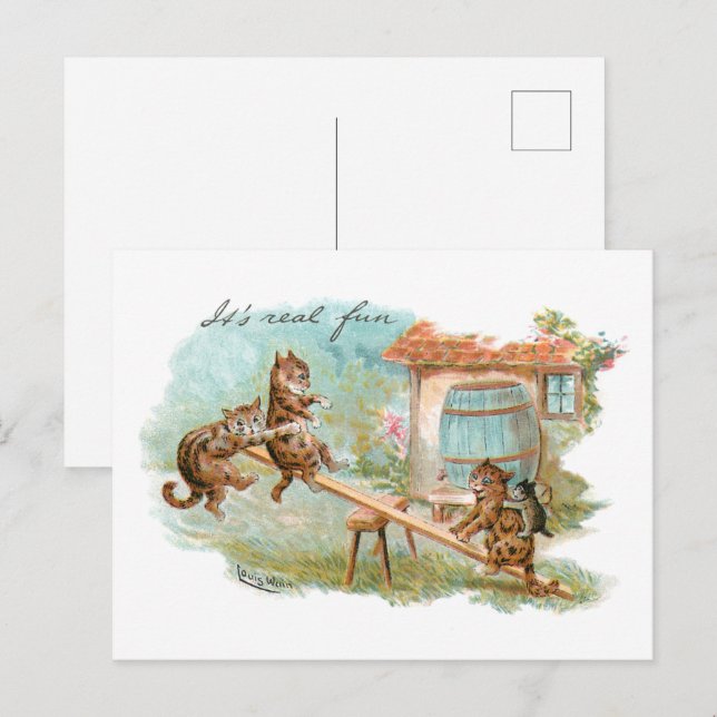 Se Saw Play Ground Cats Vykort (Fram/baksida)