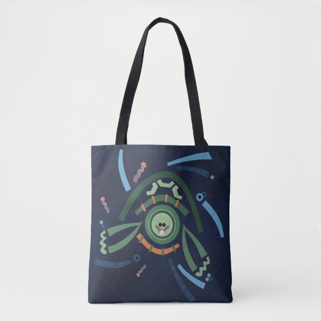 Se Sea Turtle Modern Abstrakt Art Tote Bag Tygkasse (Framsida)