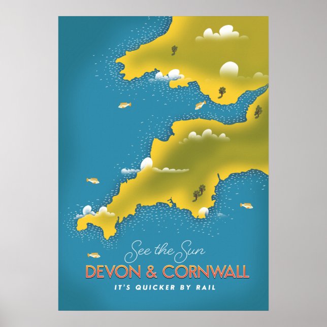 Se sol - Devon & Cornwall reseguide affisch. Poster (Framsidan)