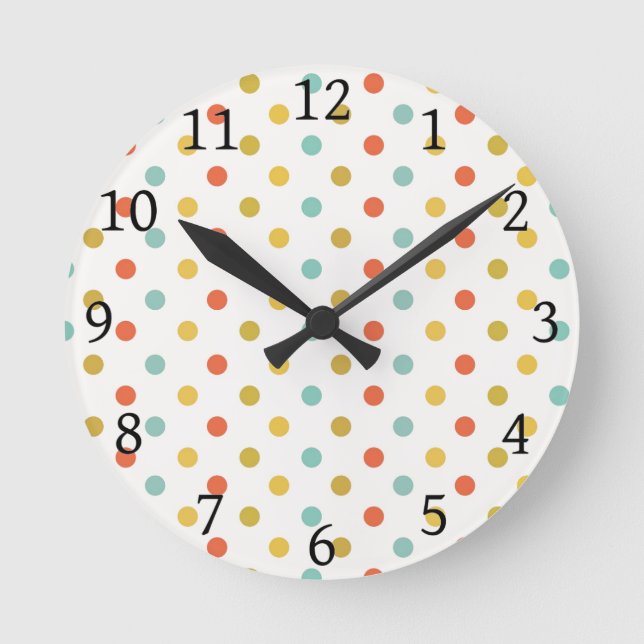 Se Spots Polka dots Rund Klocka (Framsida)