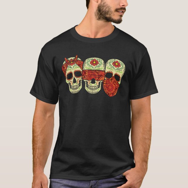 Se tala om "Evil Sugar Döskallars Dia De Muertos". T Shirt (Framsida)