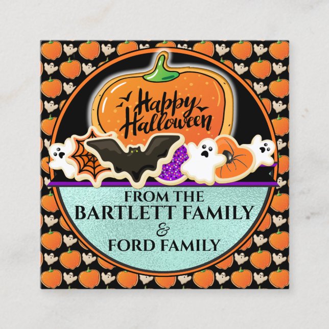 Se Tillbaka - Halloween Treat Bag Märkre utan hål Fyrkantigt Visitkort (Framsida)